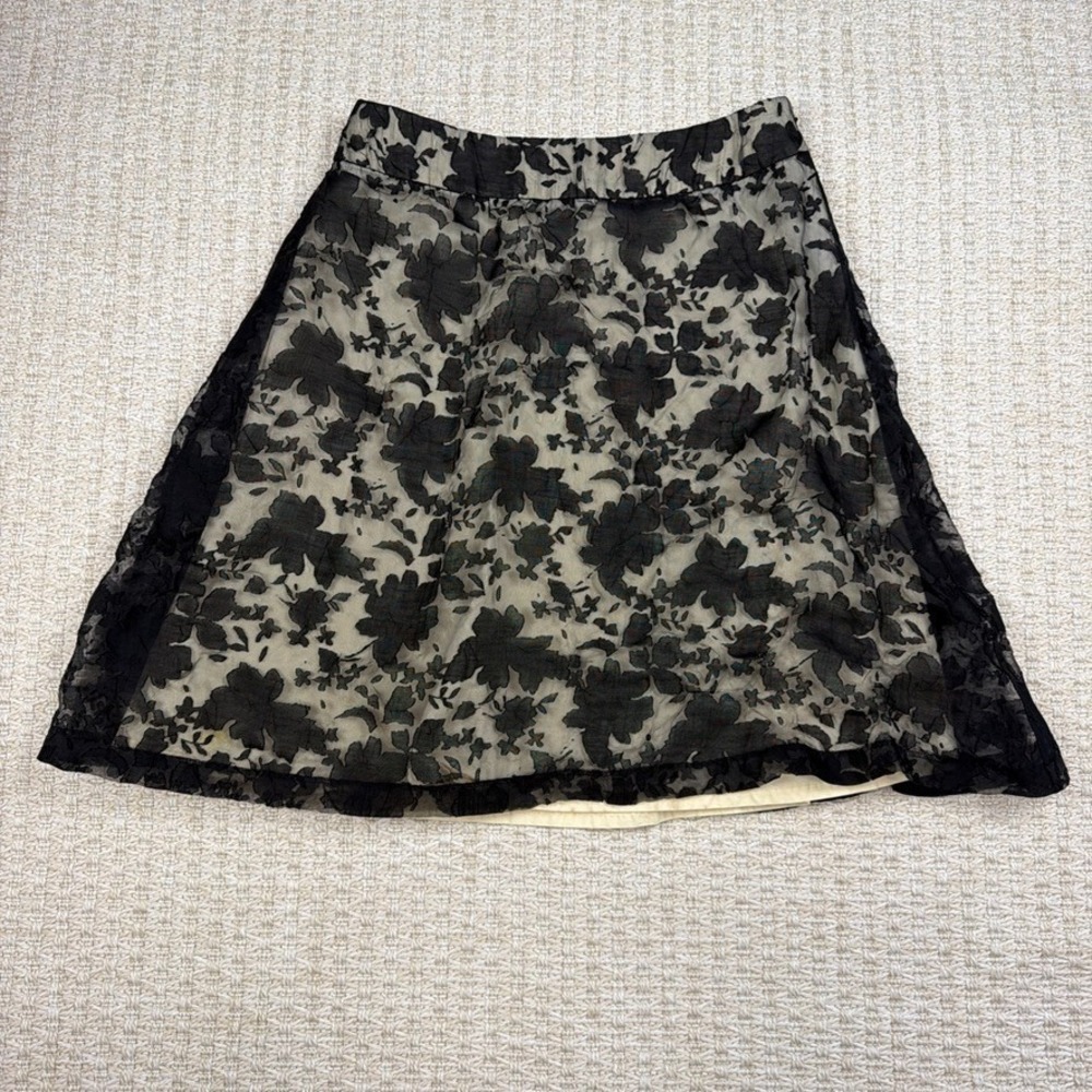 Apt 9‎ Womens Size 10 Black Floral Lace A Line Skirt Coquette Goth